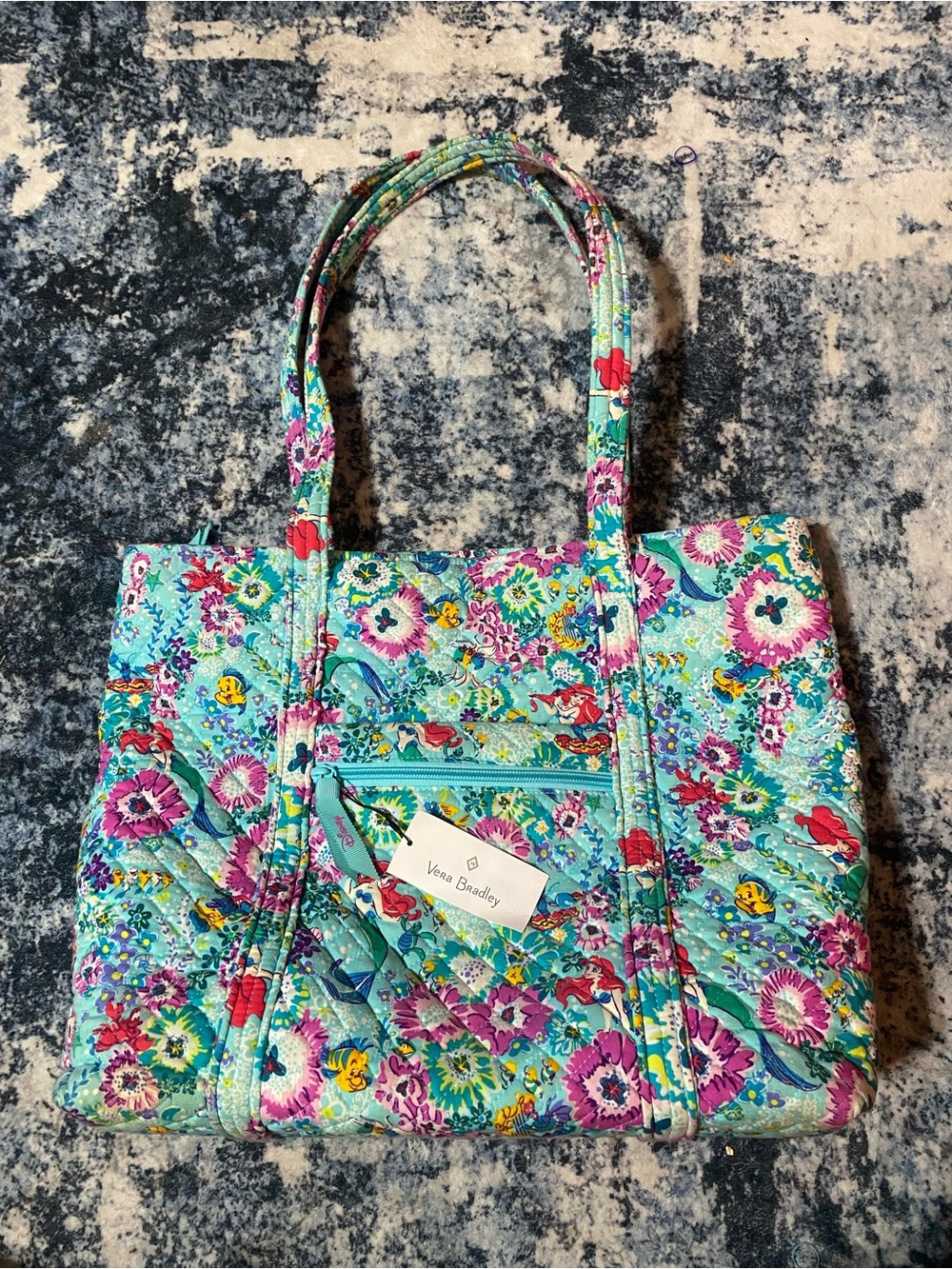 Vera Bradley Disney The Little Mermaid Ariel Floral Small Vera Tote Bag